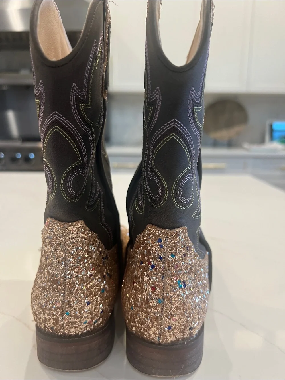 Girls/Youth Size 3 Cowgirl Boots~Rose gold/champagne glitter